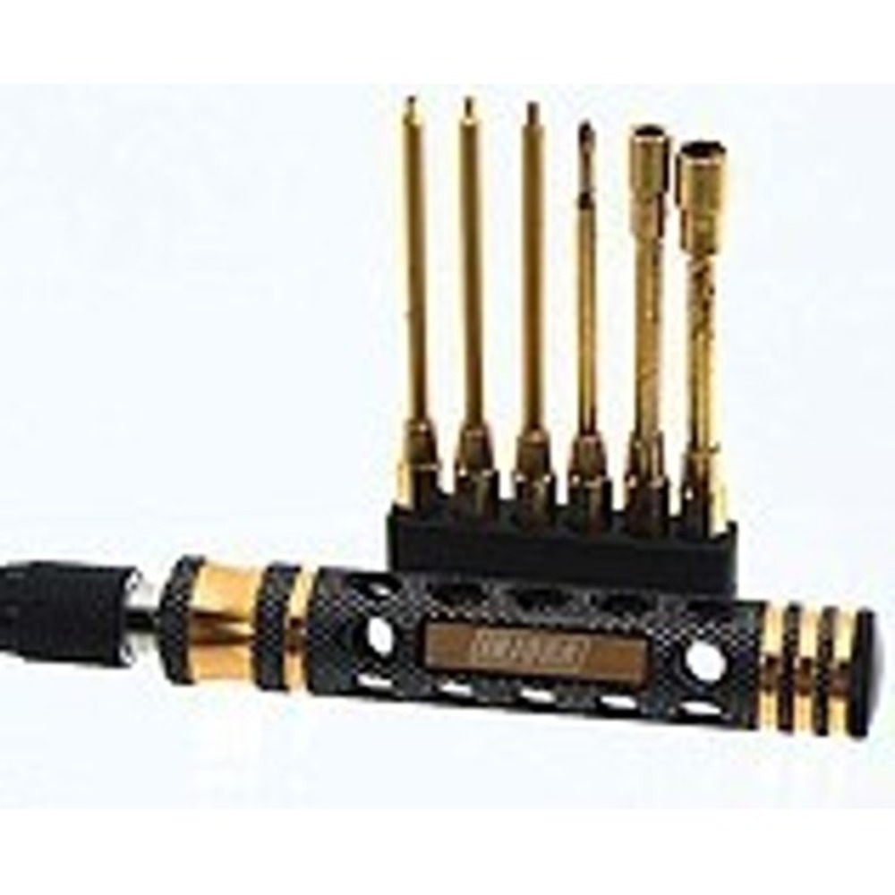 RC Tool Kit 7 Piece Precision Screwdriver Set Hex Nut Driver Black Gold